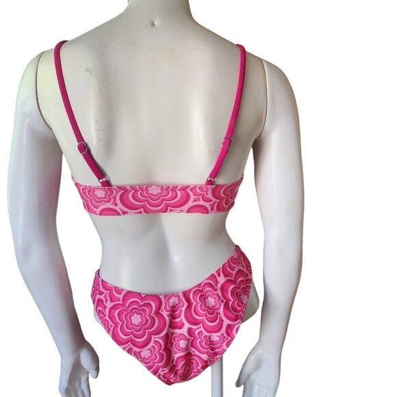 Pink Floral High Cut Bikini (S) - Picture 7 of 9
